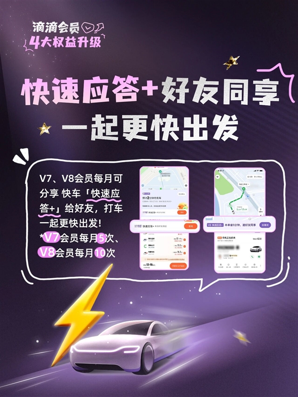 滴滴会员4大升级：V7、V8打不着车可免费远程调度